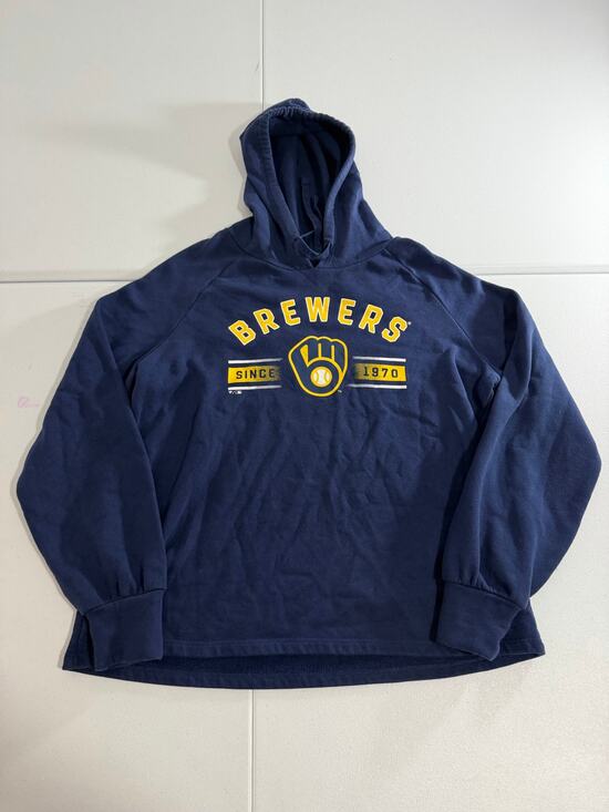 Fanatics Sweaters - Milwaukee Brewers Pullover Hoodie Women’s Large Navy MLB Since 1970